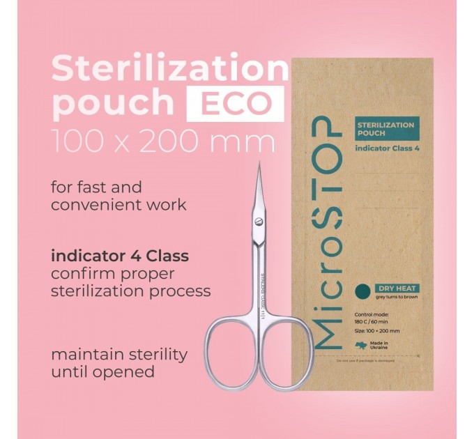 Kraftové sáčky pro sterilizaci s indikátorem MicroSTOP 100×200 mm, 100 ks, ECO
