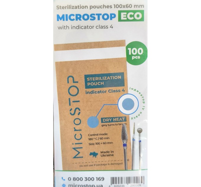 Kraftové sáčky pro sterilizaci s indikátorem MicroSTOP 60×100 mm, 100 ks, ECO