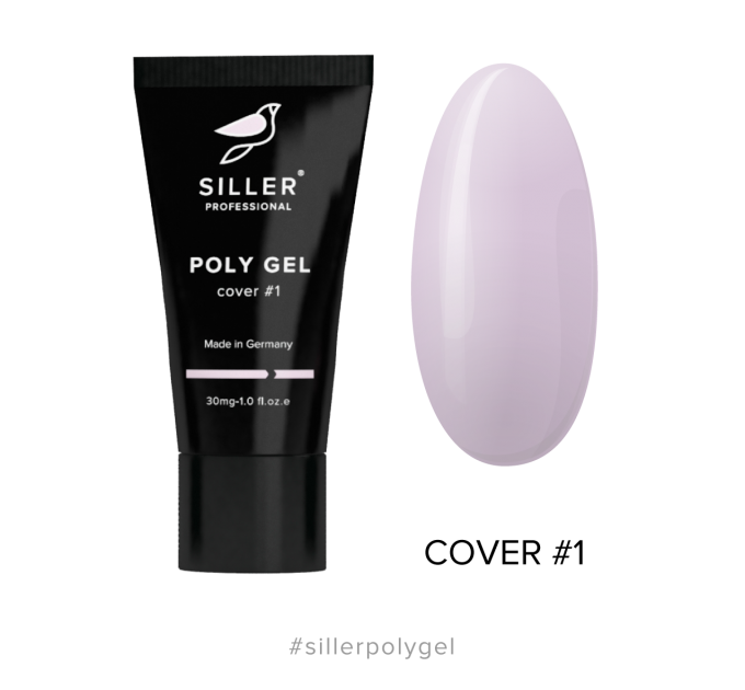 Siller Poly Gel Cover №1 — полигель для ногтей (бледно-розовый), 30мл