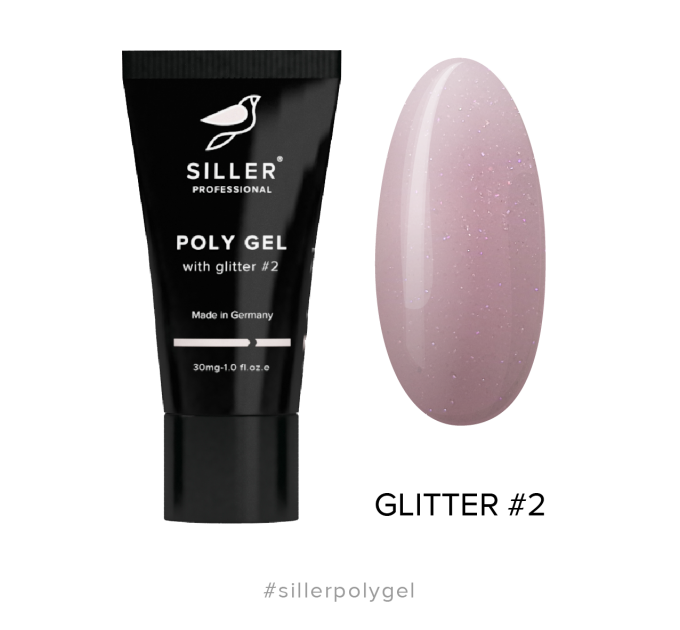 Siller Poly Gel with glitter №2 — полигель с глиттером (светло-розовый), 30мл