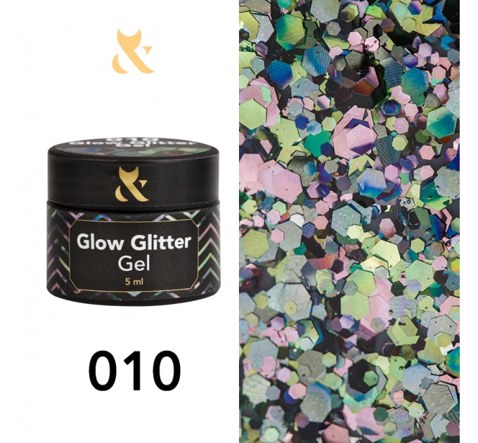 Гель-лак Glow Glitter Gel 010, 5 ml