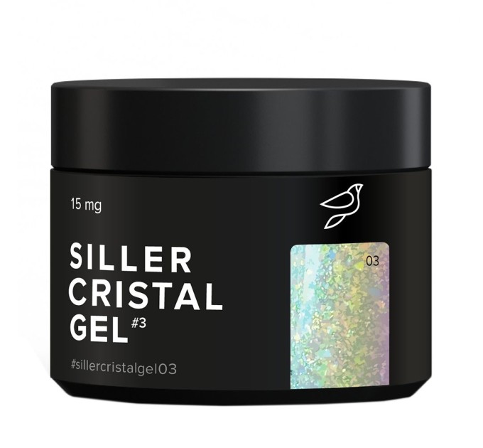 UV Gel Siller Crystal 03 (s duhovým modrým třpytem), 15 ml