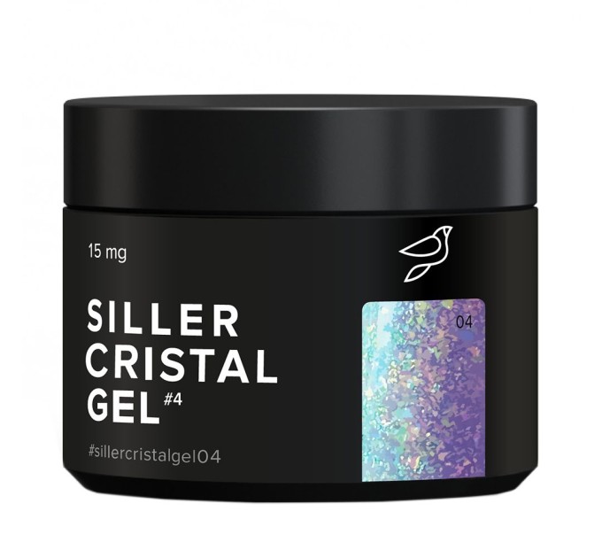 UV Gel Siller Crystal 04 (s duhovým fialovým třpytem), 15 ml