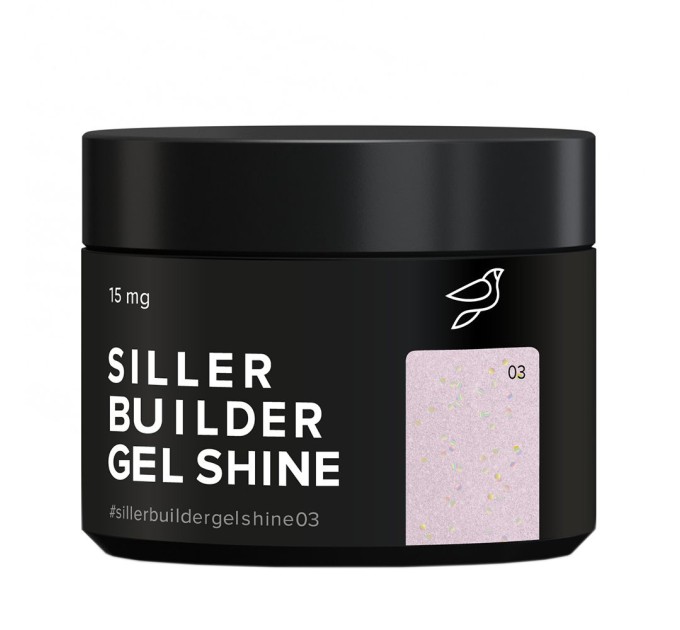 Камуфляжный моделирующий гель Siller Builder Gel Shine 03 (розово-бежевый с блестками), 15 мл