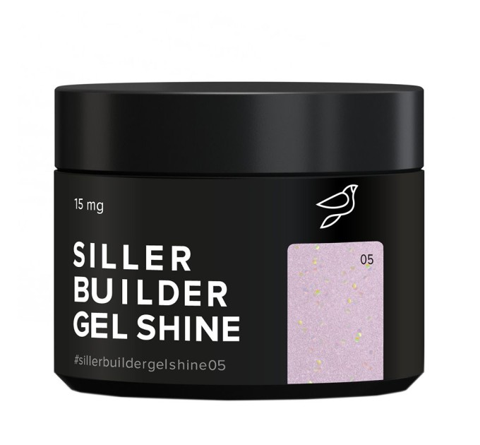 Камуфляжный моделирующий гель Siller Builder Gel Shine 05 (нежно-розовый с блестками), 15 мл