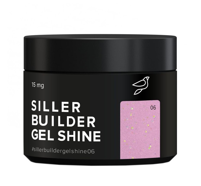 Камуфляжный моделирующий гель Siller Builder Gel Shine 06 (розовый с глиттером), 15 мл