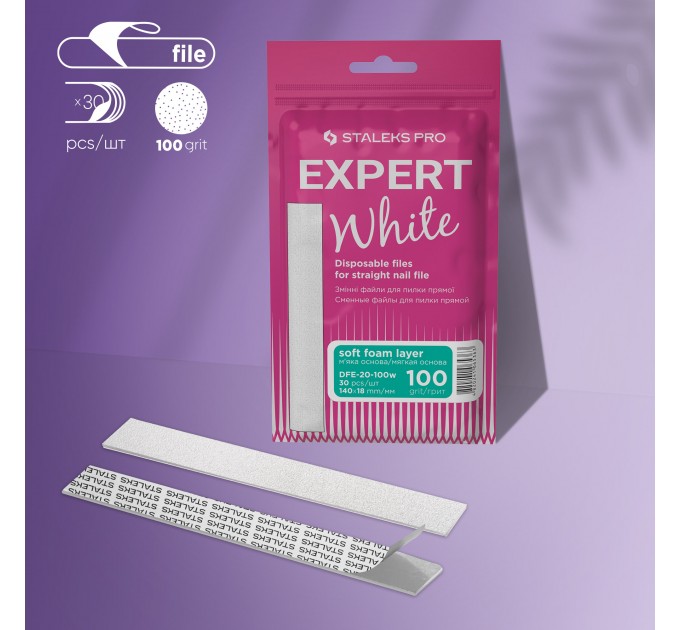 Náhradní brusný papír bílý pro pilník rovný STALEKS EXPERT 20 100 grit (30 ks)